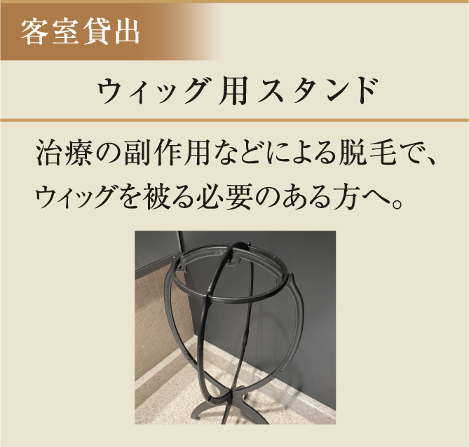 ウィッグ用スタンド　治療の副作用などによる脱毛で、ウィッグを被る必要のある方へ。