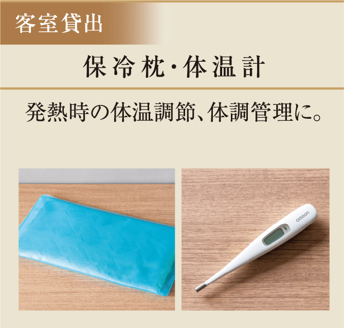 保冷枕・体温計　発熱時の体温調節、体調管理に。